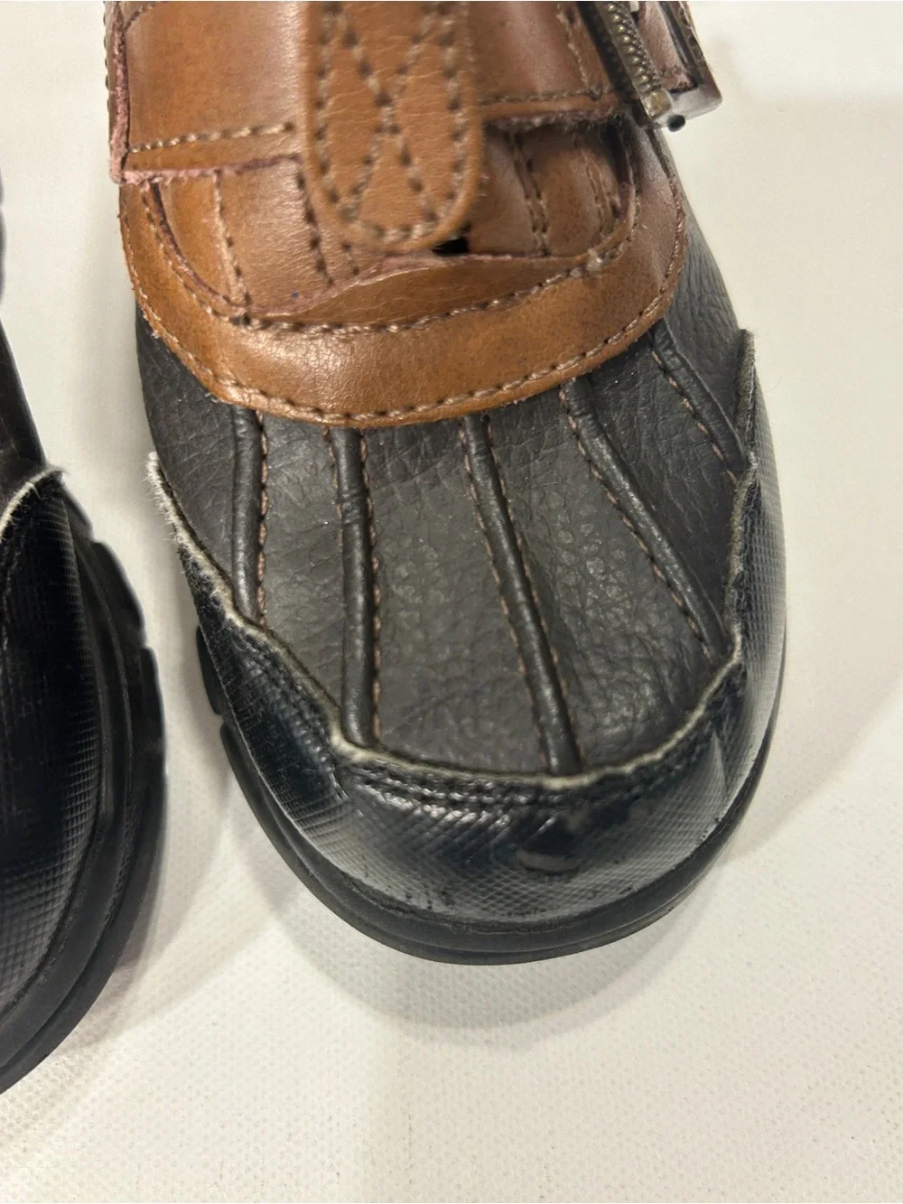Polo Ralph Lauren Boys Brown Black Leather Duck Boots Ankle Boots Size 8